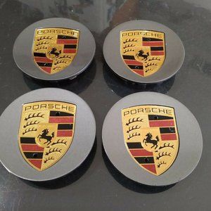 76mm Grey center caps, fits Cayenna Carrera Porsche 911 rims, set of 4